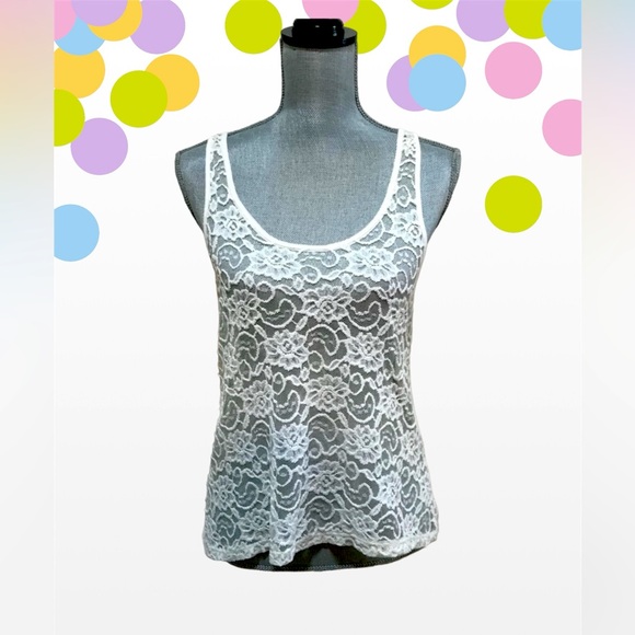 Frenchi Tops - FRENCHI Ivory All Lace Tank Top